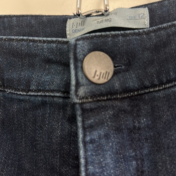 J. Jill Indigo Night Wash Dark Blue Jeans Full Leg Smooth Fit Sz 12 - Picture 4 of 6